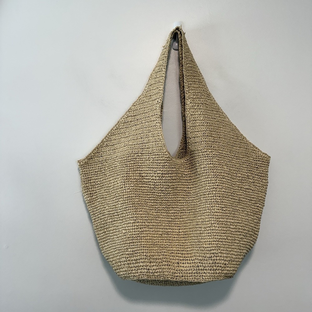 J. Crew NWT Large Handknotted Natural Straw Tote - Picture 2 of 9